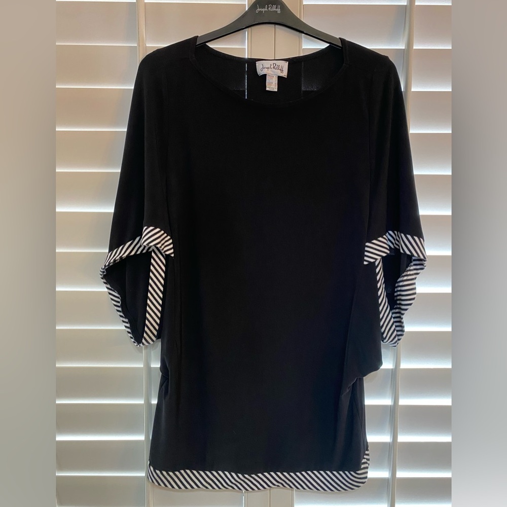 Joseph Ribkoff Black Top with Subtle Stripes Excellent Condition Women’s size 16